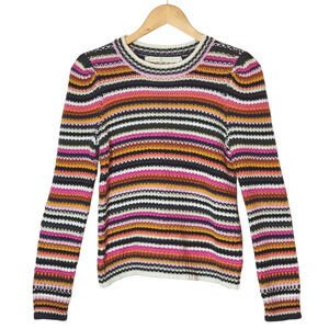 Marie Oliver Miley Rainbow Stripe Sweater Colorful Pullover Preppy Knit Size XS